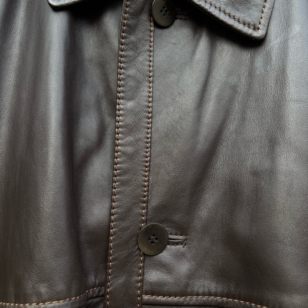 Robert Comstock Men's Dark Brown Soft Leather Shirt Jacket with lining. Size L - Picture 9 of 16